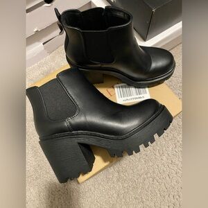 Sleek Black Platform Heeled Boots